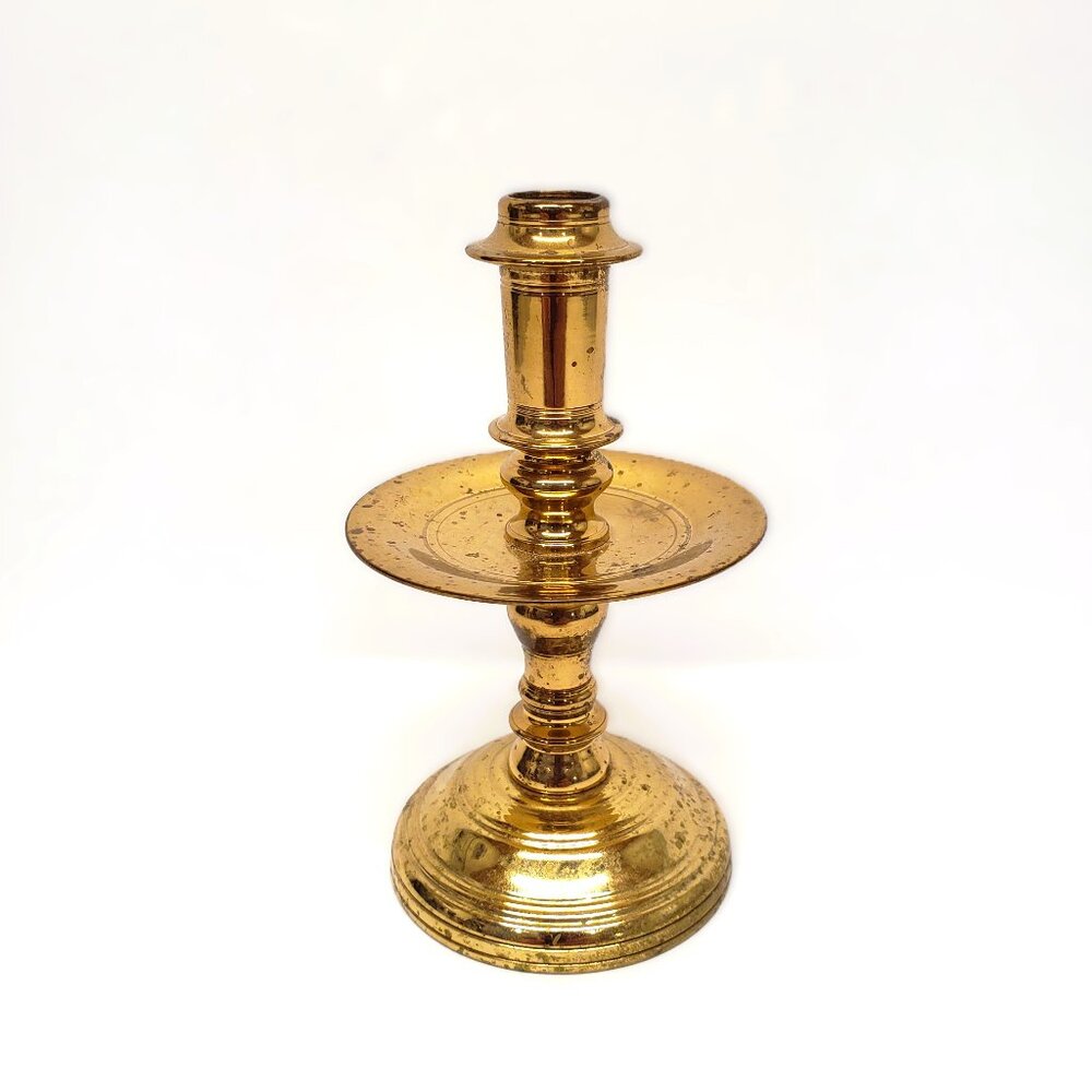 Virginia Metalcrafters Williamsburg Brass Mid-Drip Heavy Candlestick VM 16-39 4"